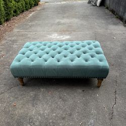 Beautiful Teal Velvet Ottoman – Mid-Century Modern Style