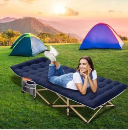 Brand new in box!Camping Cot for Sleeping 75*28" Heavy-Duty 1200D Oxford Foliding Cots for Adults Portable with Mattress for Guest, Travel, Hiking,
