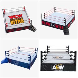 WWE Ultimate Edition Rings - WWF Raw is War WCW Nitro WWF New Generation Action Figures  $140 Each