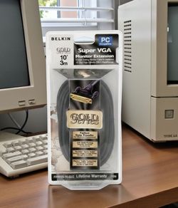 10' Belkin Gold Series Super VGA Monitor Extension Cable 24K Male- Female Sealed. 
This is a Belkin Gold Series 10-foot (3m) Super VGA Monitor Extensi