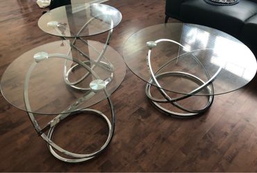 Glass coffee table set of 3