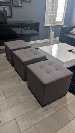 Grey Fabric Ottoman perfect for small living rooms and apartments