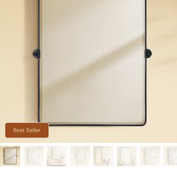 Woodvale Farmhouse Rectangle Beveled Bathroom Pivot Mirrors