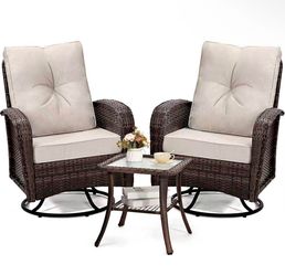 3-Piece Outdoor Wicker Swivel Patio Set