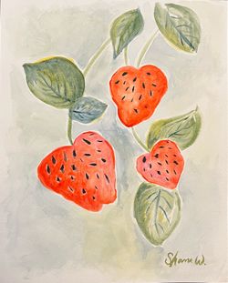 Original watercolor “Strawberries “ 8x10
