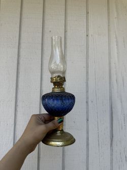 Vintage Cobalt Blue Oil Lamp