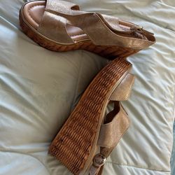 WEDGE SANDAL SZ 7 Bamboo Like Heel $10