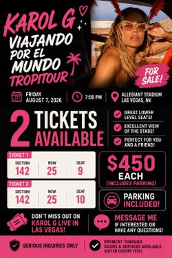 Tropicoqueta tour- LAS VEGAS 08/07 - 2 tickets available