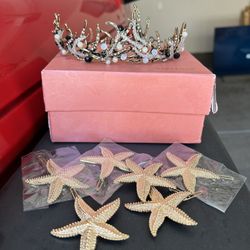 Mermaid Crown With Starfish Clips