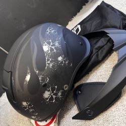 LS2 Rebellion Half Helmet Matte Black Skulls 