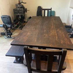Large Solid Wood Dining Table 