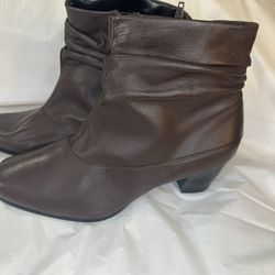 David Tate Vera Women's Brown Leather Ankle Boots Size 10M