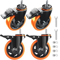 Set of 4 Heavy Duty Lockable Swivel Caster Wheels Capacity 2000lb Size 4" New Condition
