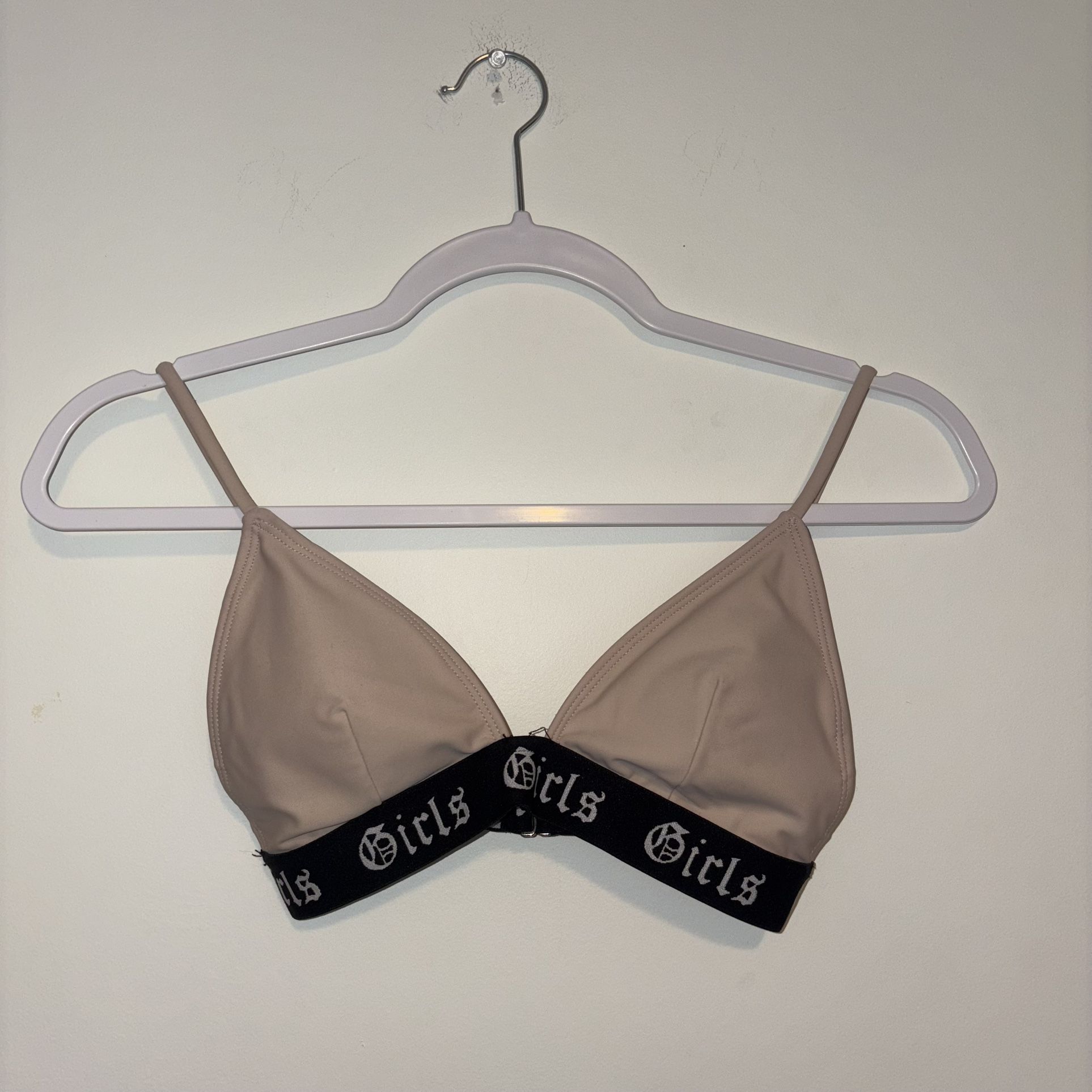 “Girls” Beige & Black Bikini Top