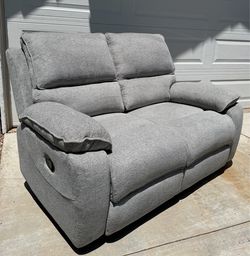 Brand New! Light Heather Gray Manual Double Recliner Loveseat Couch