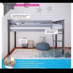 Max and Lily Twin Low Loft Bed Modern Grey