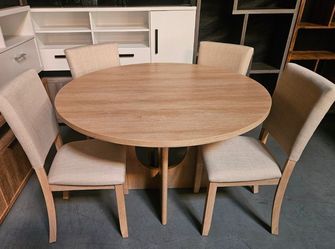 Birch finish round dining set