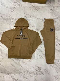 Amiri Hoodie and Jogger Sweatsuit Set Tan Color