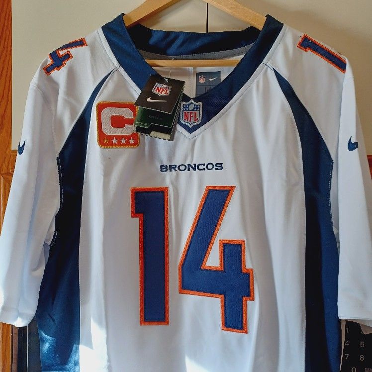 Sale 55$ Denver Broncos SUTTON 14 with CAPTAIN'S PATCH New Whitè