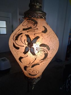 Turkish Mosaic Floor Lamp with Blown Glass Globe