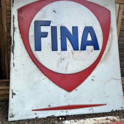 Old Fina gas sign 7 feet by 6 feet  Neat old sign 