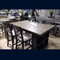 counter height dining table set with shelf 4 Chairs  (NEW) 