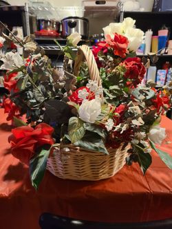 Flowers in a wicker basket 