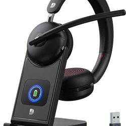 Wireless Headset with Mic for Work-Bluetooth 5.3 Headset with Noise Cancelling