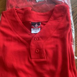 Lot Of 2 Alleson Athletic Youth Two Button Henley Baseball Jersey L