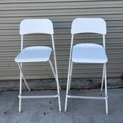 2 IKEA Franklin White Folding Chairs Bar Height for Sale in