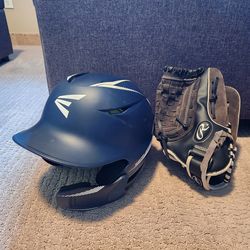 Easton Elite Baseball Max Helmet and Rawlings Glove