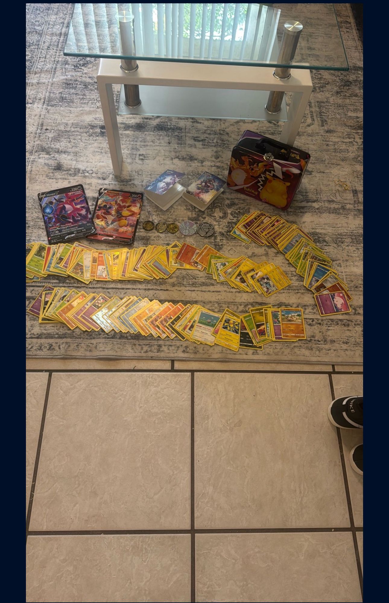 Pokemon Cards (200+) And Small binders + Pokemon Coins 