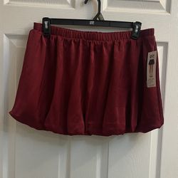 Brand New Burgundy Mini Bubble Skirt Size L Juniors 