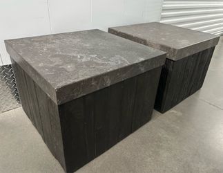 $2.5K Arhaus Indonesian volcanic stone transitional cube coffee tables