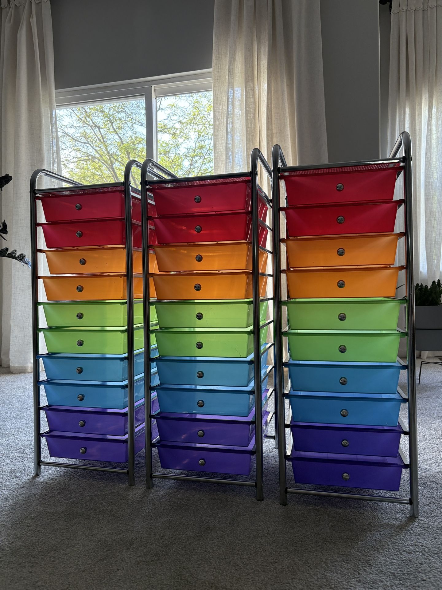 10-Drawer Multi-Color Rolling Cart