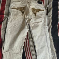 White and gold Robin jeans