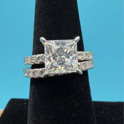 # 94- Stunning 5 CT Princess-Cut Moissanite Wedding Ring Set - Size 7