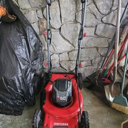 Craftsman 60 V Electric Walk Behind Self Prepelled Lawn Mower With Charger & 60 V Battery, Excellent Condition