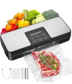 SPACEKEY Vacuum Sealer Machine, 85Kpa Food Vacuum Machine, Food Vacuum Sealer with Bag Roll Storage Space, Dry&Moist Modes, Pulse Function, Built in C