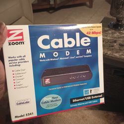 New Zoom Cable Modem Ethernet/USB External Model 5241 Windows Mac Linus Unix