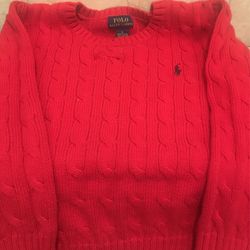 Ralph Lauren Polo Little Boys Size 6 Red Cable Knit Sweater