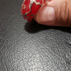 Silver 9.25 Ring With Red Glass And Zirconias 