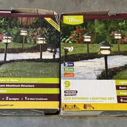 2 sets of Better Homes & Gardens Frayser 9-Piece QuickFIT LED Pathway Lighting Set. (NOT SOLAR)