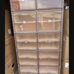 Portable Shoe Storage Cabinet for Closet Entryway, Foldable Shoe Rack Organizer with Magnetic Clear