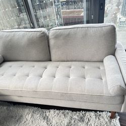 Beige Linen-Style Loveseat Sofa for Sale