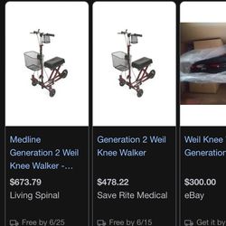 Medline Generation 2 Bariatric Knee Walker / Knee Scooter With Storage 