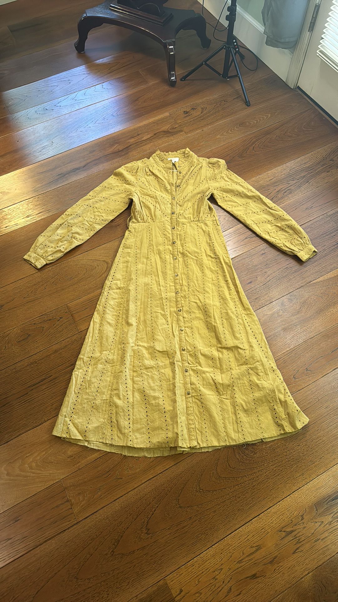 Sezane Mustard Embroidered Dress
