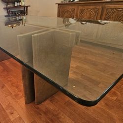 Large Glass Scan Design Dining Room Table with Wood base