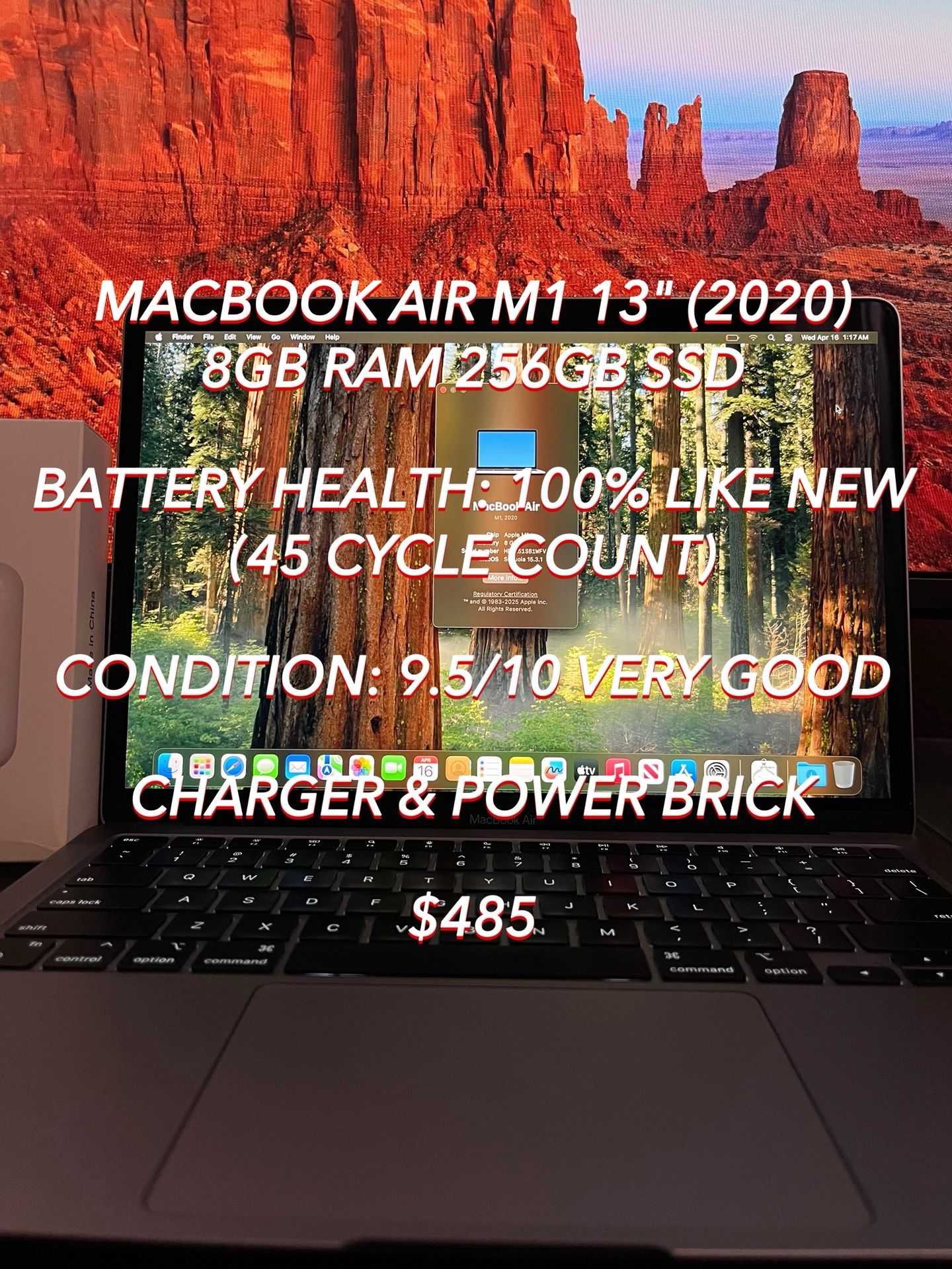 Apple MacBook Air M1 Chip 13” (2020) 8GB RAM/256GB SSD Used 100% HEALTH Authentic
