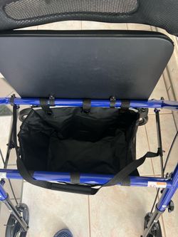 HOMLAND Foldable Rollator Walkers with Seat for Seniors, 8'' Big Wheels, 350 lb. Weight Capacity, Adjustable Handles and Seat Height, Lightweight Roll